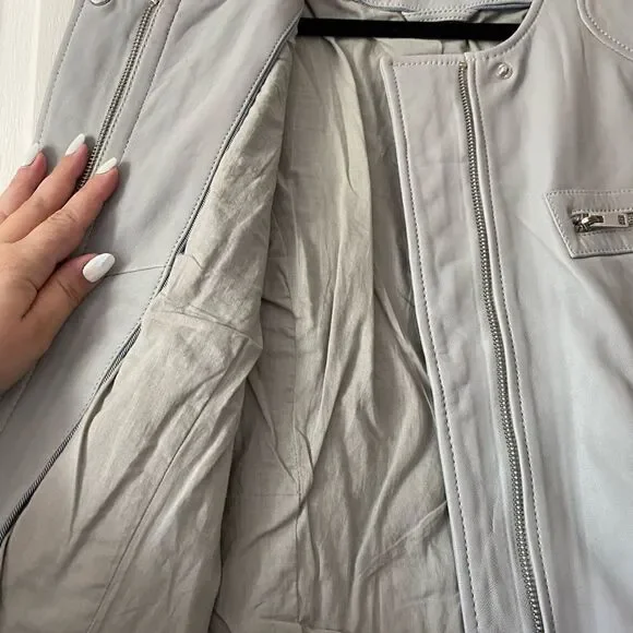 Lamb skin grey leather jacket
